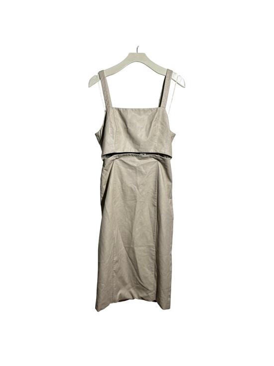 7 For All Mankind Dresses & Skirts - 7 For All Mankind Faux Smooth Leather Midi Dress L In Bone NWT Square Neck Boho
